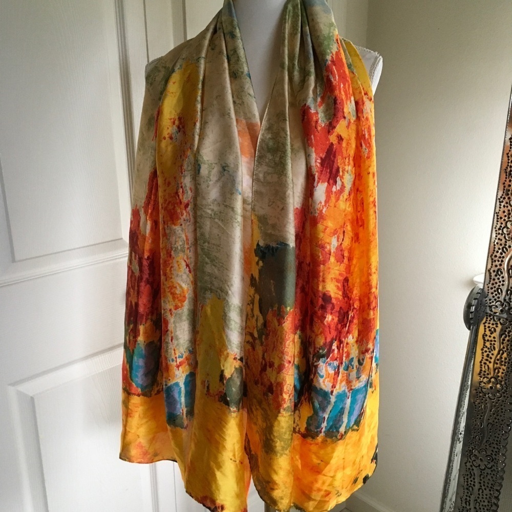 Orange, gold and teal scarf​